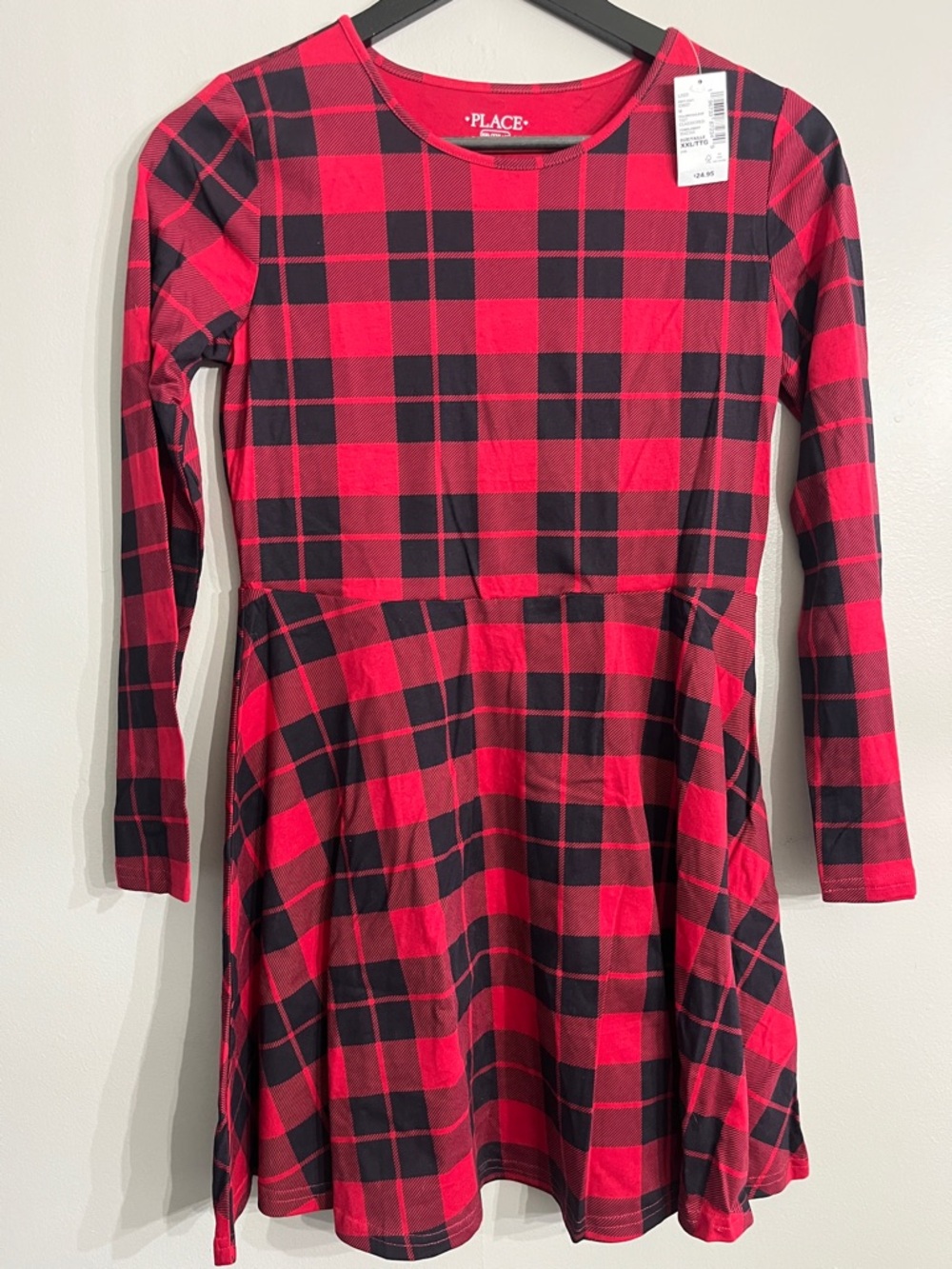 The Children's Place Red & Black Plaid Long-Sleeve Skater Dress